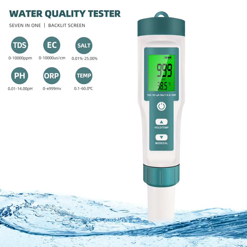 Ph Meter Digital Water Tester - 7'si 1 arada PH TDS EC