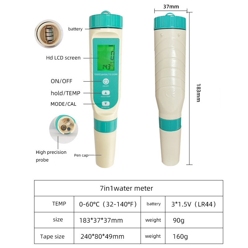 2023 En Yeni 7'si 1 Arada PH / - Ph Meter Digital Water Tester incelemesi ve fiyatı
