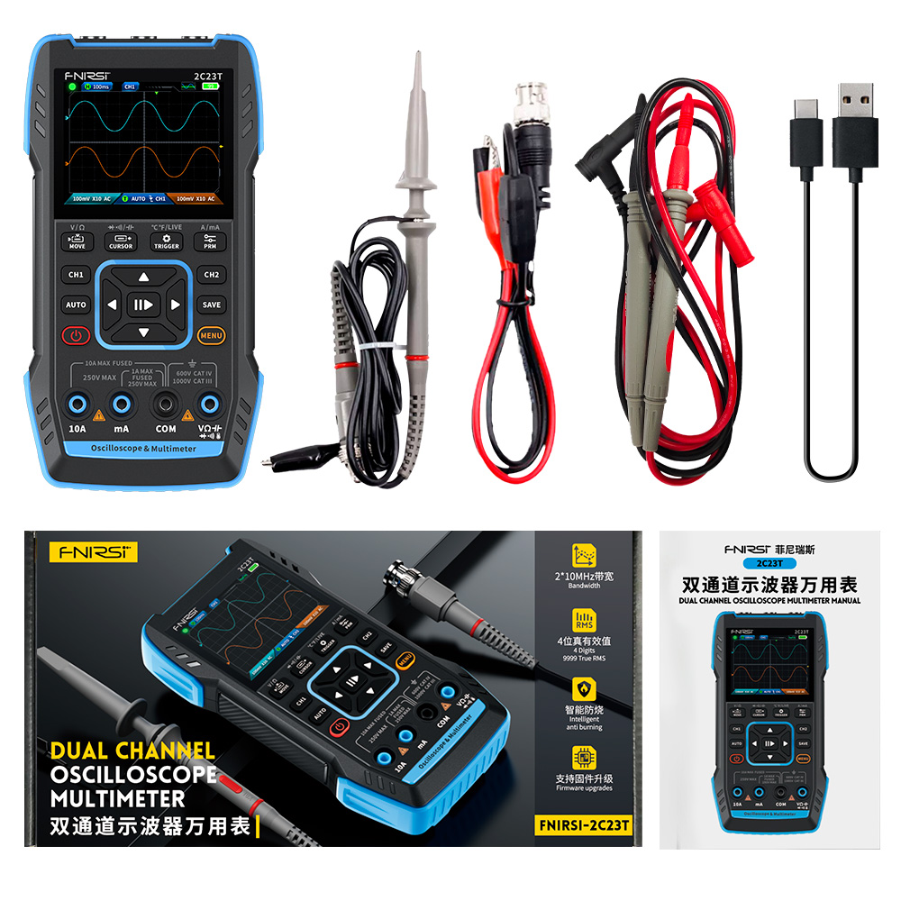 2C23T 3'ü 1 Arada Dijital Osil - Fnirsi Digital Oscilloscope Handheld incelemesi ve fiyatı